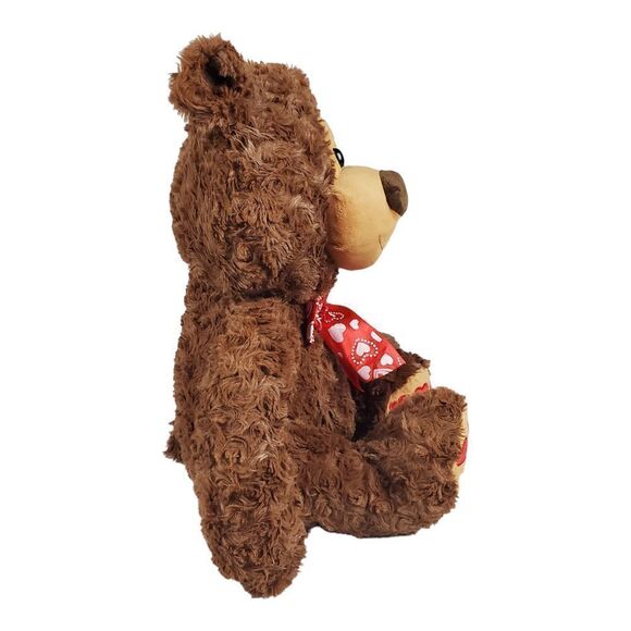 Bear Plush Brown 17" Red Hearts Love Valentine's Stuffed Animal Toy Cuddly Furry - Picture 3 of 10